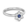 Blue Sapphire Floral Ring - 925  Sterling Silver