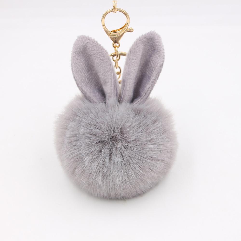 New Fluffy Keychain Pompom Rabbit Ear Toys Plush Rabbit Key Chain Fur Woman Bag Charms Keyring Car Pendant Holder Jewelry
