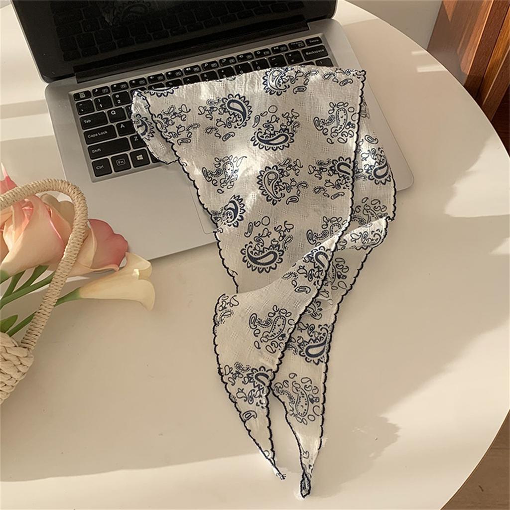 Multiuse Flower Print Headscarf Thin Headwrap Photo Bandana for Women Fashionable Head Covers for Spring Music Festival