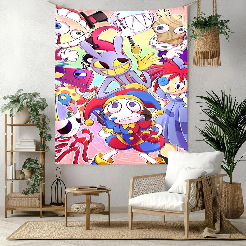 Digital Circus Wall Decor Tapestry Art For Pet Memorial Birthdaywedding Party Backdrop Family Gift