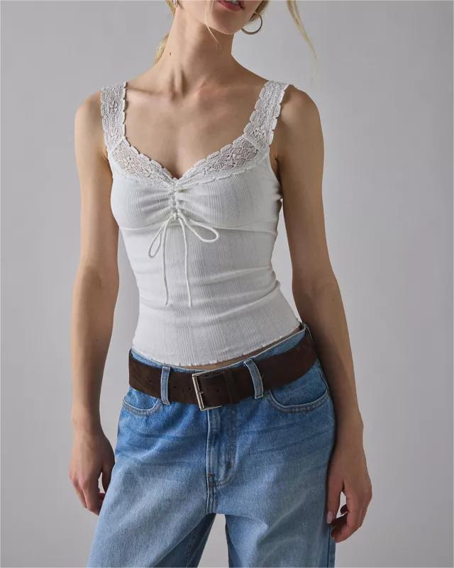 French Summer Lace Trim Camisole Vest for Women S