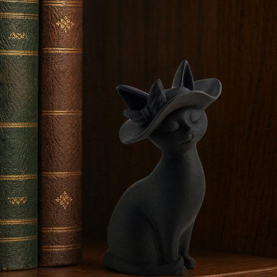 3D Printed Cat Figurine Minimalist Modern Elegant Cat Sculpture Small Collectible Animal Statue
