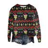 Women's Fashion Round Neck Pullover Top Long Sleeve Tee Christmas Printed Sweatshirt