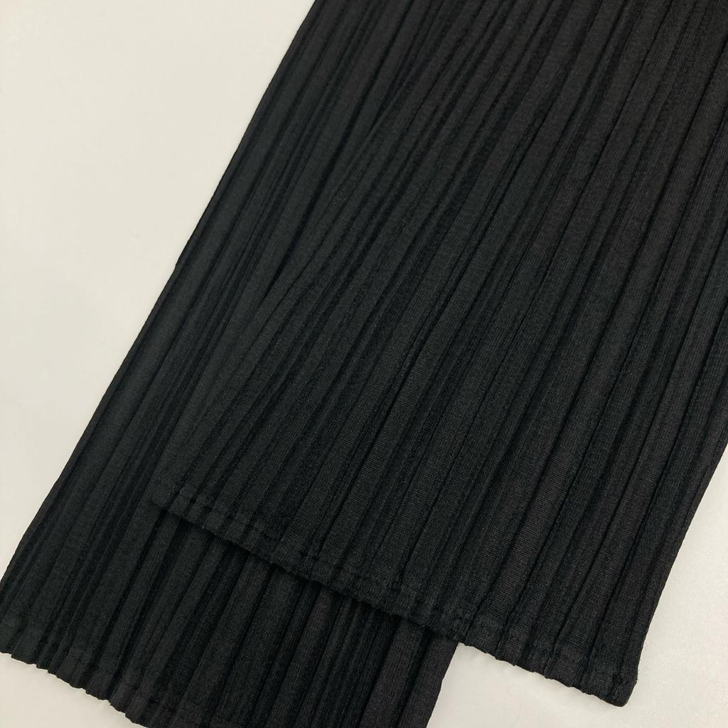 PLEATS PLEASE PP05-JJ001 Black Pleated Open Collar Shirt Tops 3 blackUsed