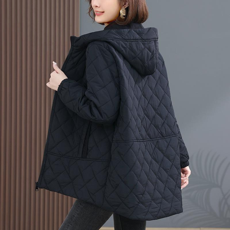 2024 Women's Mid-Length Slimming Cotton Jacket - Plus Size Winter Outerwear Trend
