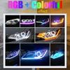 2Pcs RGB LED DRL Daytime Running Light Flowing Turn Signal Lamp APP/RF Remote Control LED Headlight Strips For Car Accessory 12V