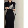 Retro Black Knitted Gentle and Light Royal Sister Dress Niche Design Slim and Thin Temperament