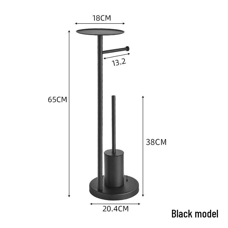 Bathroom Black Stainless Steel Odor-Proof Toilet Paper Holder and Floor Standing Storage Rack with Brush