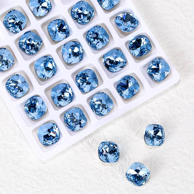 Nail Art Fat Square Diamond Shijia Same K9 High-Quality Square Diamond Diy Jewelry Accessories Nail Sticker Drill Crystal Pointed Bottom Drill