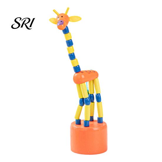 Solid Wood Giraffe Toy Wooden Dancing Elastic Rope Puppet Toddlers Boys Girls Educational Press And Swing Animal Children