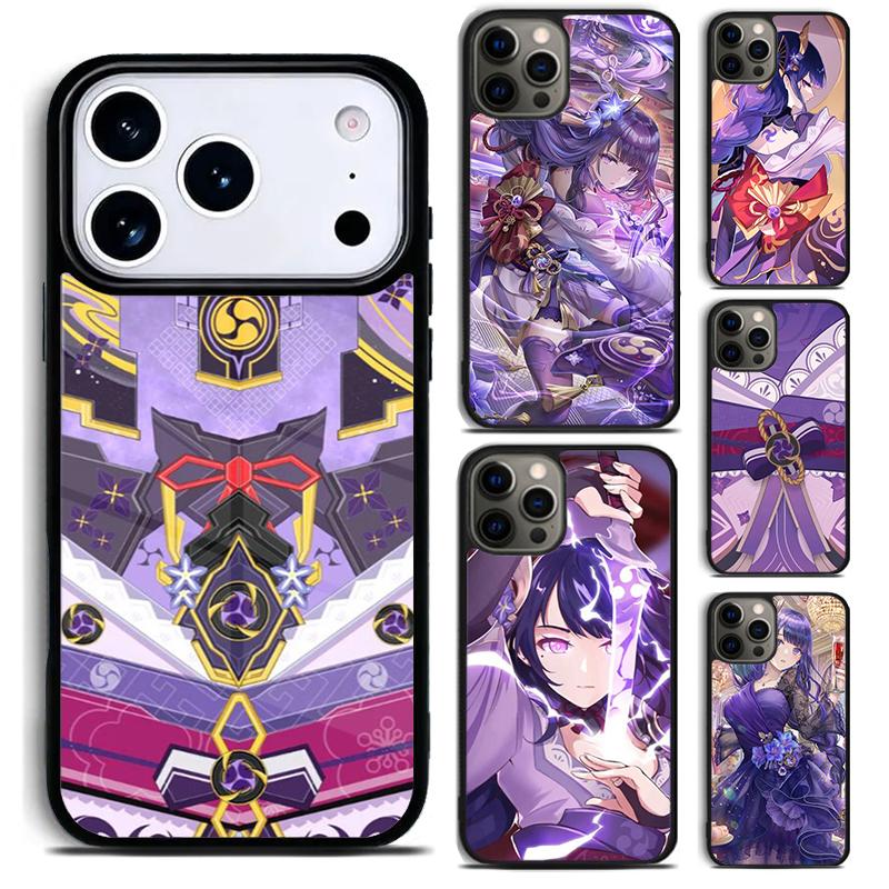 Raiden Shogun Baal Genshin Impact Phone Case for iPhone 17 16 15 Pro Max Air 14 13 12 11 Plus Shockproof Capa Cover