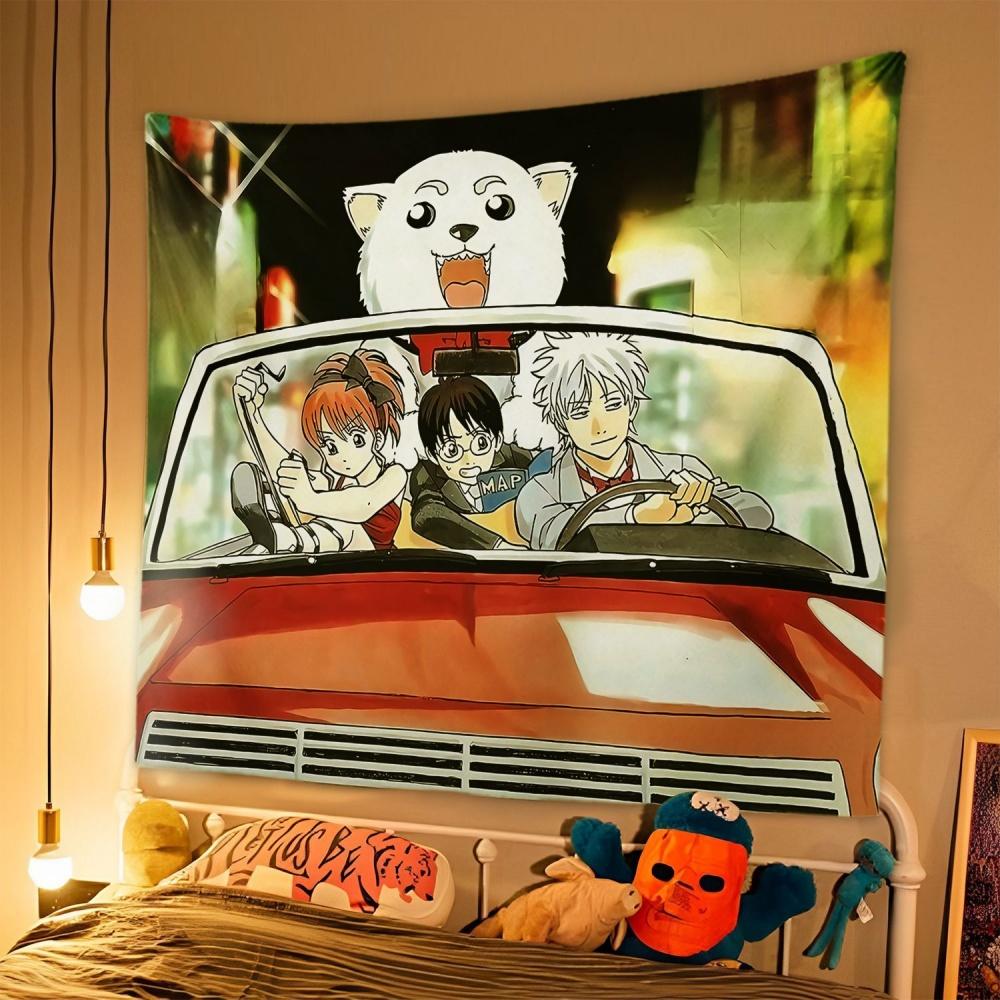 1pc Japanese Anime Tapestry GINTAMA Background Cloth Student Dormitory Bedside Bedroom Decoration Hanging Rental House Tapestry