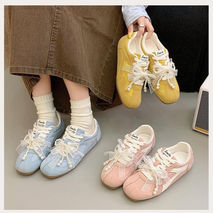 Lace Bow Mandarin Duck Buckle Single Shoes Women's 2025 Pair of Shoelaces Dexun Women's Shoes Casual Sports Forrest Gump Shoes Sports Shoes
