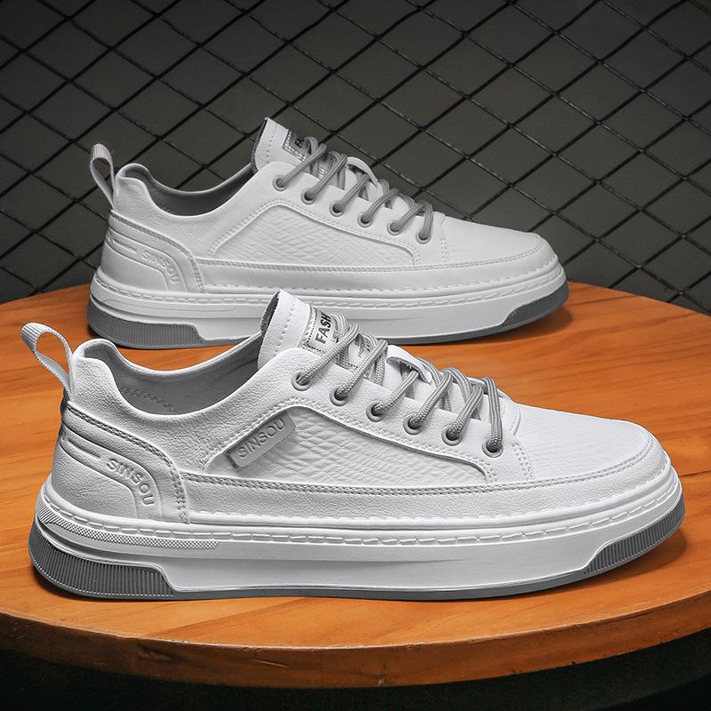 Men's Shoes Spring 2024 New Leather Breathable Versatile Casual Flat Shoes One Pedal Work Sports Little White Tide Shoes
