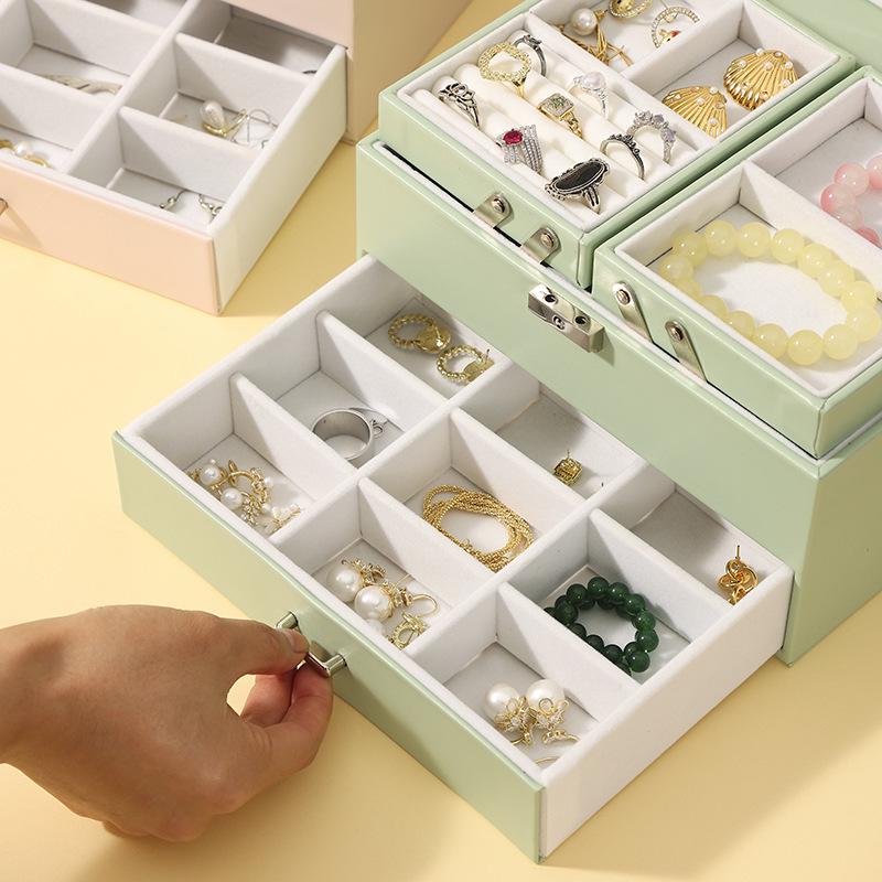 Dual-Layer Lockable Jewelry Box with Double-Opening, High-Grade Storage for Jewelry and Ornaments