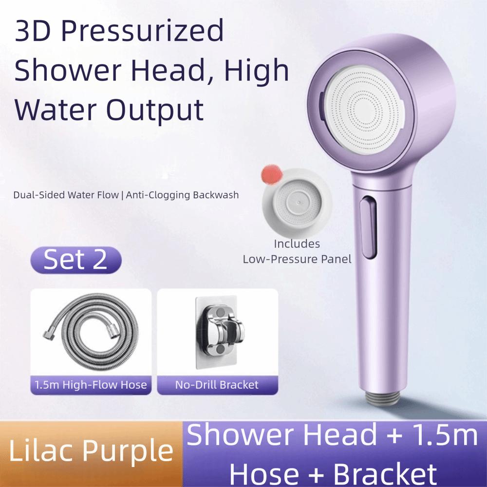 Detachable Handheld Shower Head 3-Speed Adjustable Anti Blocking High Pressure Shower Large Flow Rainfall