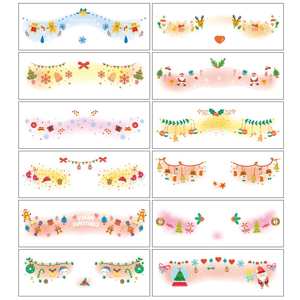 12Pieces Face Tattoo Stickers Waterproof Christmas Temporary Tattoos for Women Face Makeup Decals for Party Festival
