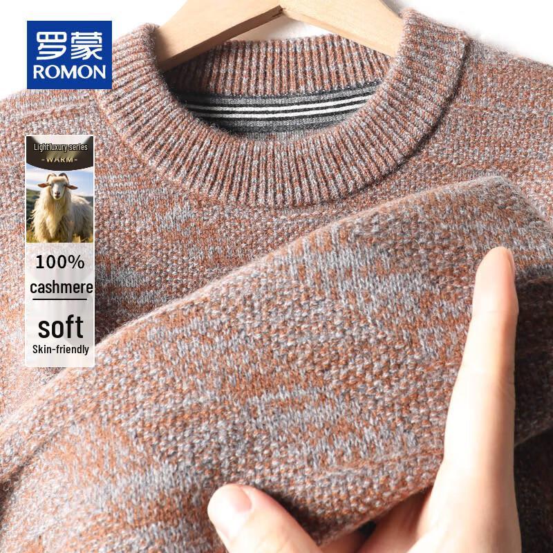 

ROMON Men s 100% Cashmere Round Neck Thick Warm Sweater M