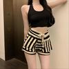High-waisted Striped Shorts Women's Summer Elasticated Waist Baggy Wide-leg Pants Wear Slimming Sports A-line Spice Hot Pants