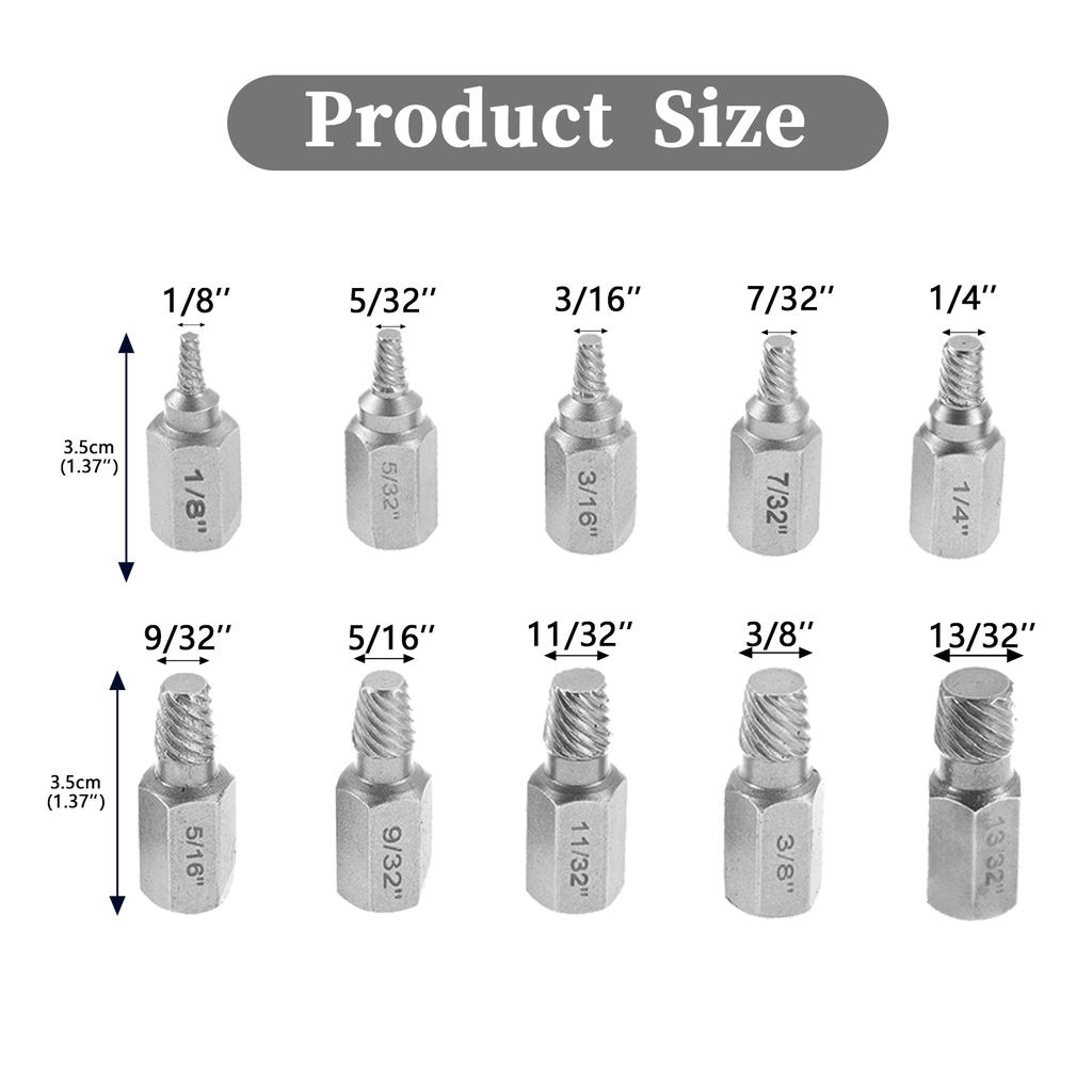 10PCS Damaged Screw Extractor Drill Bit Set Easy Out Bolt Extractor Kit Hex Head Bolt Extractor Remover Tool for Broken Studs