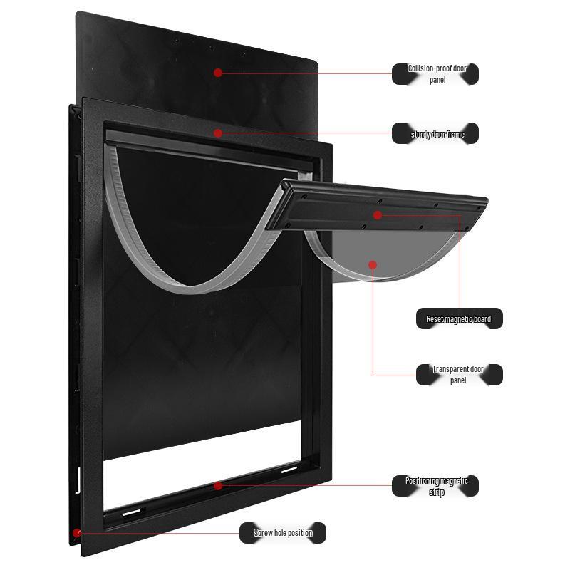 Large PVC Pet Door with Magnetic Closure for Wooden Doors and Fences, Two-Way Access for Dogs