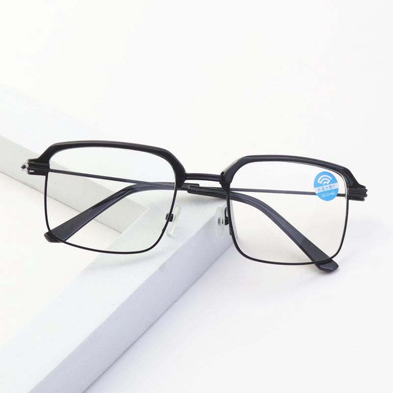 2055 Women's Ultra-Light Color-Changing Transparent Glasses, Trendy Large Slim Frame in Cold Tea Color