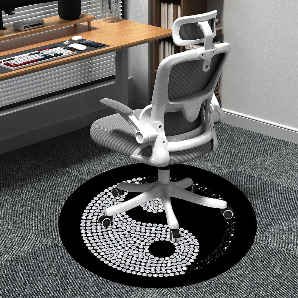 

1pc Yin Yang Rhinestones Office Round Area Rug, Indoor Mat Suitable ForOffice, Under Office Chairs Bedroom Living Room Home Decor, Room Deco 066 80cm by 80cm