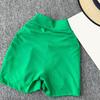 Women Shorts V-Shaped High Waist Design Pure Color Yoga Shorts Elastic Waistband Butt-Covering Summer Short