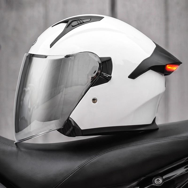 Smart LED Tail Light Motorcycle Helmet 3/4 Open Face ABS Full Protection Universal Fit Men Women