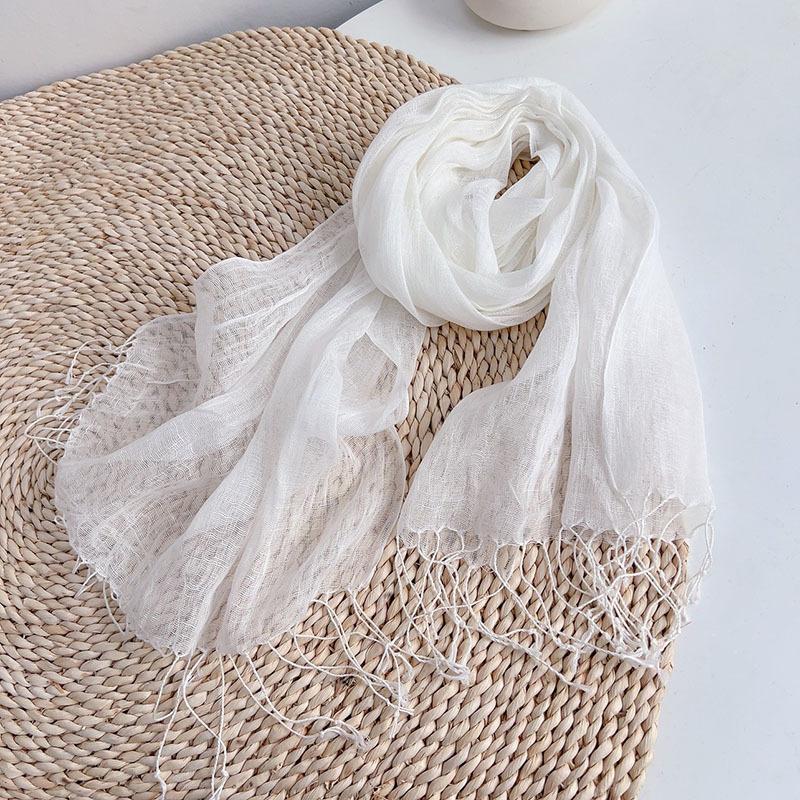 South Korea Dongdaemun Light Linen Scarf, Solid Color Sunscreen Scarf, Source