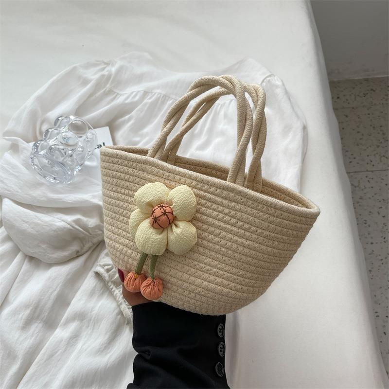 

Physical Bag Female Korean Portable Niche Design Casual Woven Cotton Rope