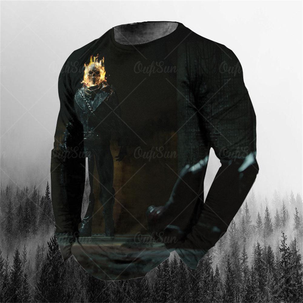 Vintage Genie Ghost 3D Print Sommar T-shirt med rund hals för män Casual långärmad T-shirt Oversize tröja Mode Herrkläder