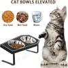 Cat Food Bowls Elevated Gothic Cat Bowls Raised Cat Bowls for Indoor Cats with NonSlip Stand Wood Board Stainl Steel and Whiske