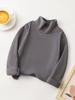 Children's Korean Style Long-Sleeve Mock Neck T-Shirt, Solid Color, Autumn/Winter, Versatile Base Layer for Boys and Girls.
