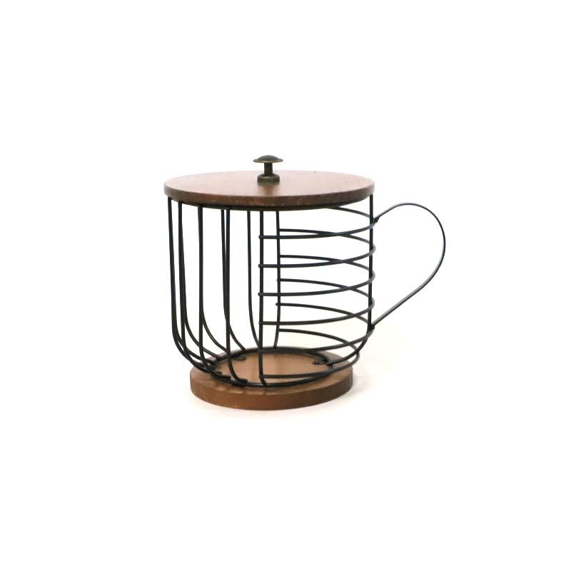 Nordic INS Metal Storage Basket with Lid Handle, Coffee Capsule Fruit Snack Organizer