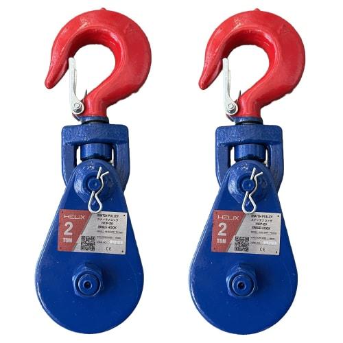 HELIX Heavy-Duty Single-Wheel Snatch Pulley, 2-Ton Snatch Block, 2000kg Capacity, Hook-Type Pulley Block for Tow Trucks, Loading Vehicles, and Wire Ro