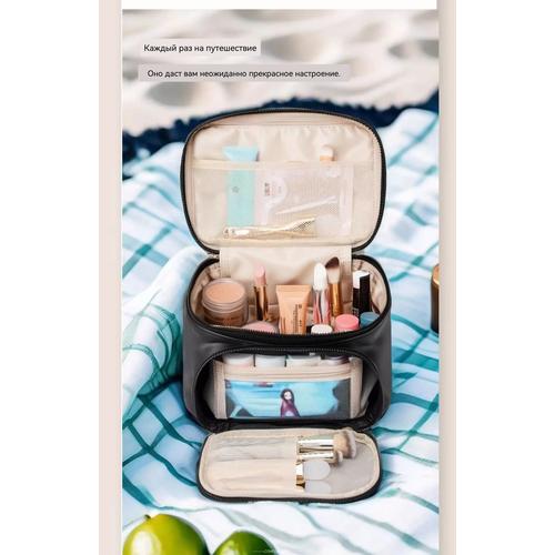 Portable Makeup Bag for Women 2025, Large Capacity Travel Cosmetic Organizer, Elegant Toiletry Storage Case