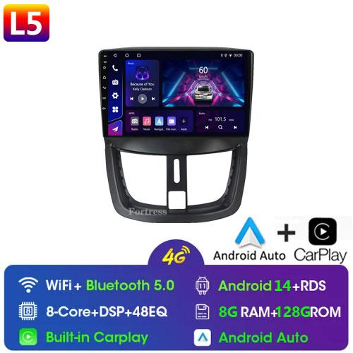 4G WiFi For Peugeot 207 207CC 206 Plus 2007-2013 Android Carplay 2 Din 9 Inch Radio GPS Navigation Multimedia Player Head Unit