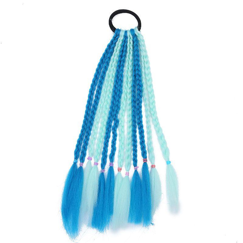 Children's Wig Dreadlocks Hair Accessories Bow Tie Style Colorful Braided Hair Ties Girls' Short Stage Cute Ombre Ponytail