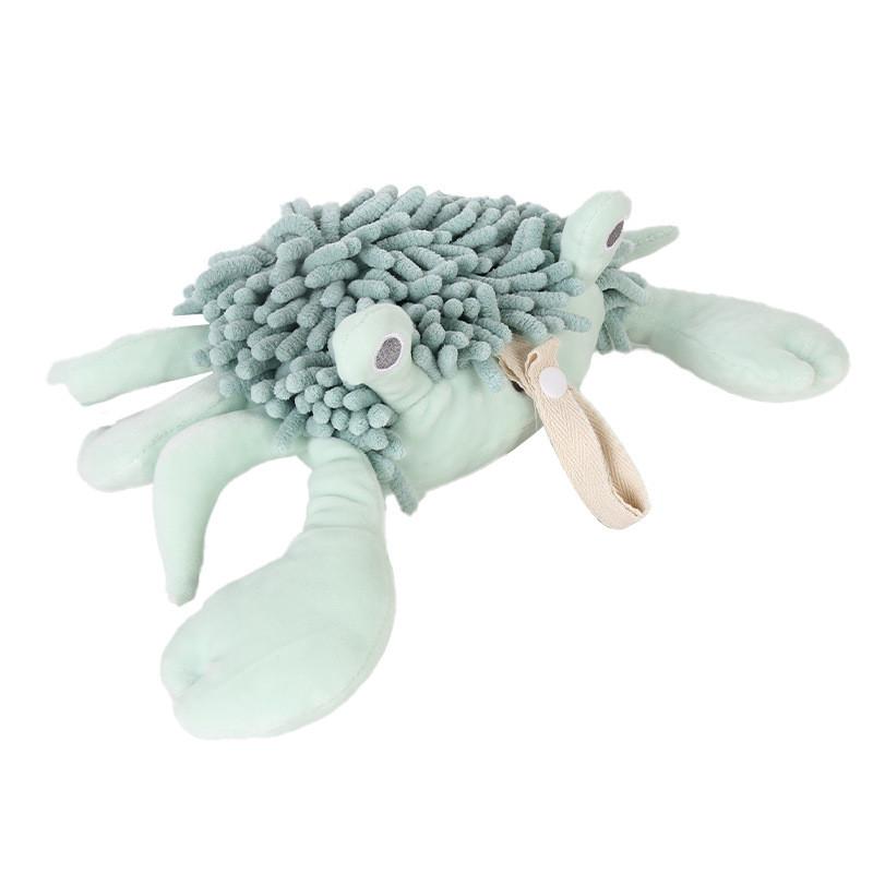 

Cartoon Crab Plush Hand Towels With Absorbent Polyester Material For Kids And Home Use зелёный
