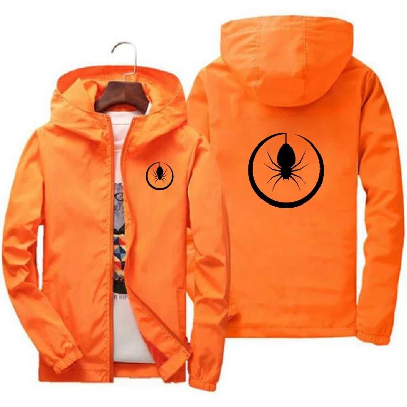 

Men s hooded waterproof jacket, windbreaker for outdoor sports, hiking, cycling, and fishing XL помаранчевий