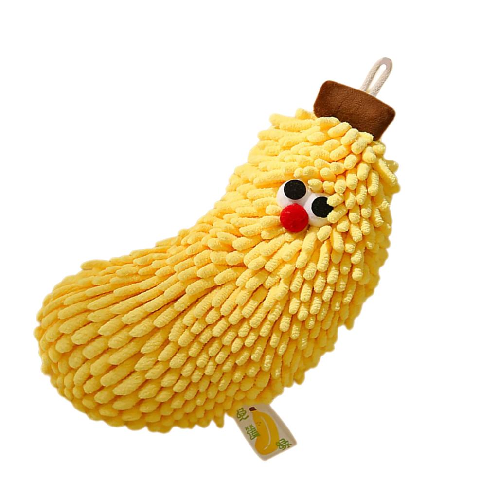 Soft and Absorbent Chenilles Banana/Strawberry Washcloth Hanging Hand Towel for Kitchen and Bathroom Household Towel