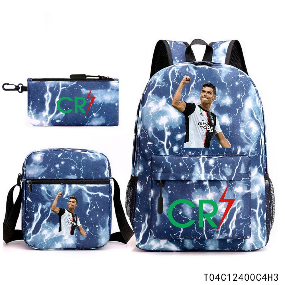 Luo Qixing Three-Piece Schoolbag, Male And Female Students Leisure Bag, Printed Large-Capacity Outdoor Backpack