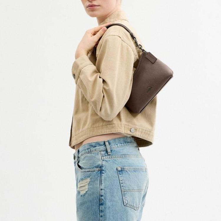 Coach Laurel 19 Letter Logo Detachable Leather Crossbody Shoulder Bag Small Women bags Brown CBH16-QBCBD