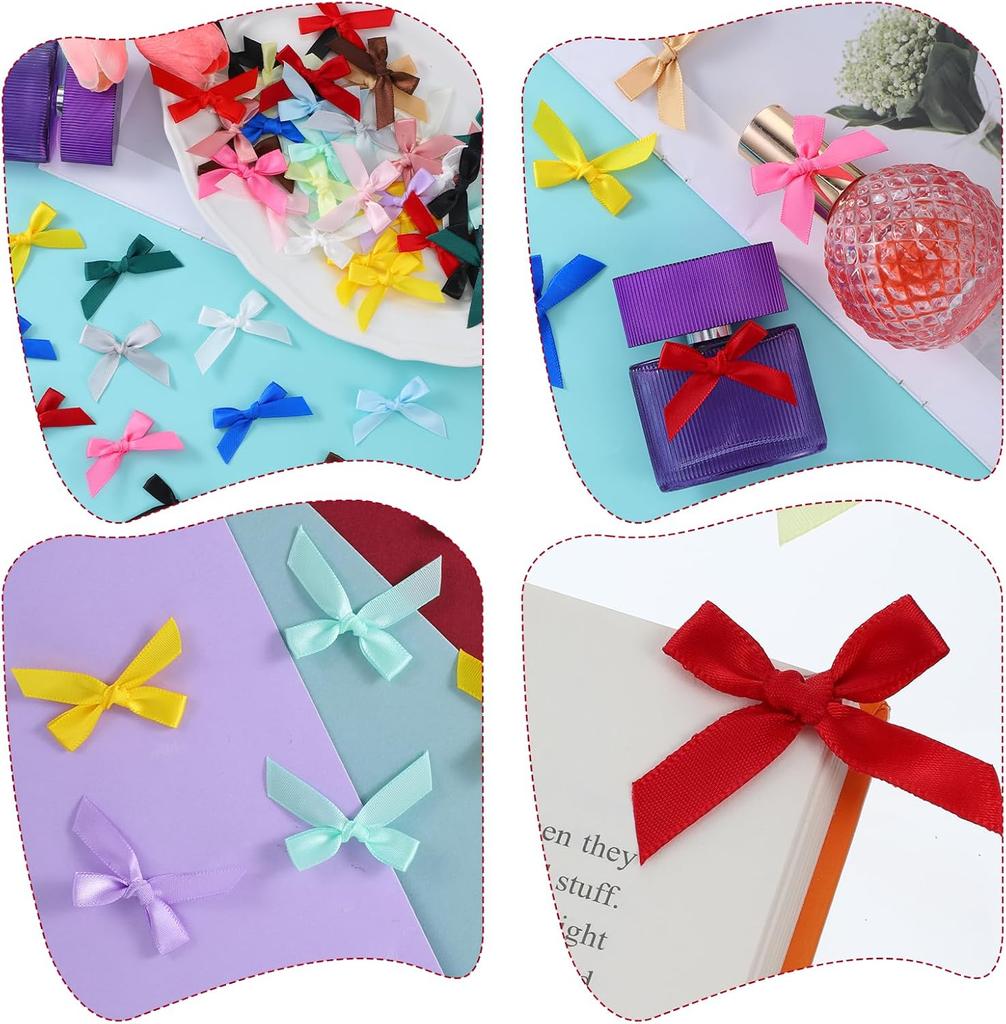 100 PZ Mini Fiocchi per Artigianato, Piccoli Fiocchi di Nastro per Artigianato, Accessori Decorativi Fiocchetto Multicolore.