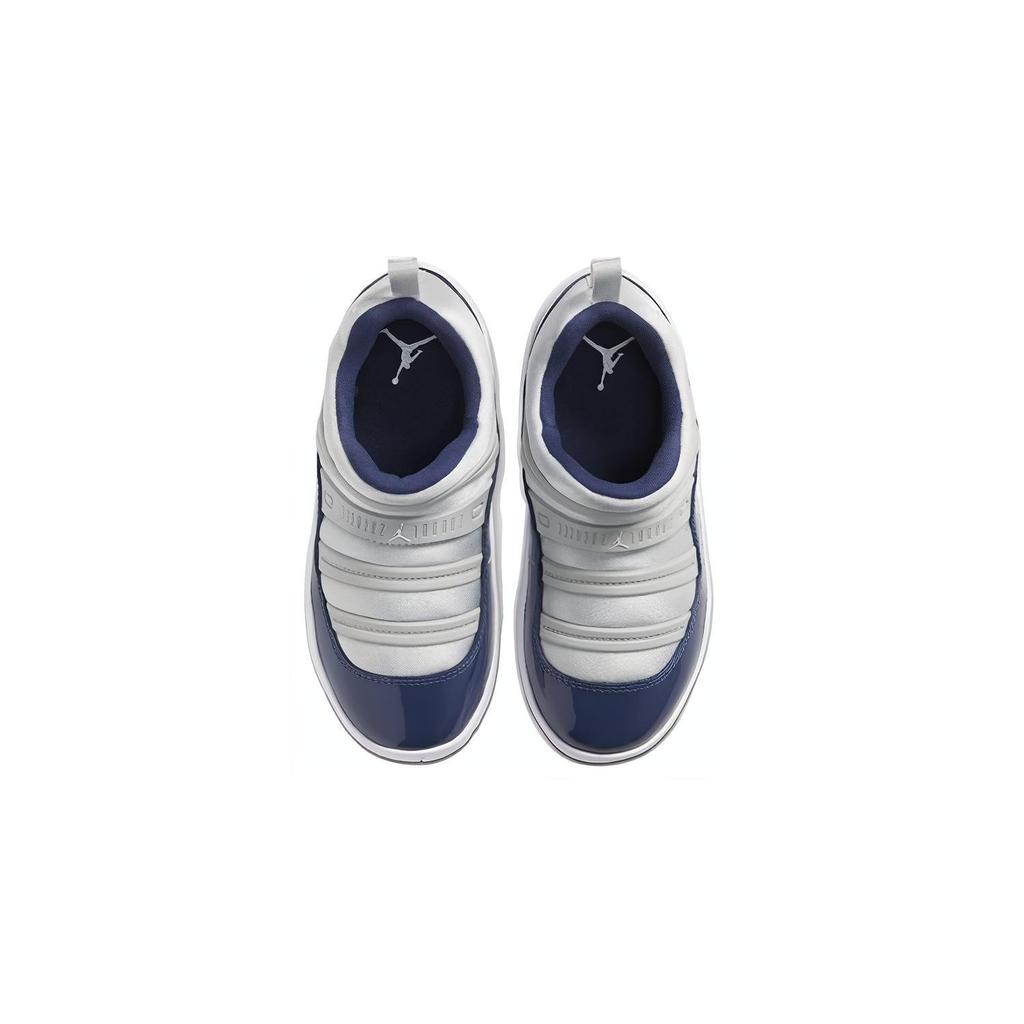 Jordan Air Jordan 11 Retro Little Fle Low top Children's Basketball Shoes Blue Silver Children Aged 3 7 Years Old BQ7101-007