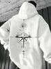 Adventure Compass Mountain Theme Kids Hip Hop Sports Hooded Sweatshirt,nature travel art graphic,comfy loose fit for casual sports outing.