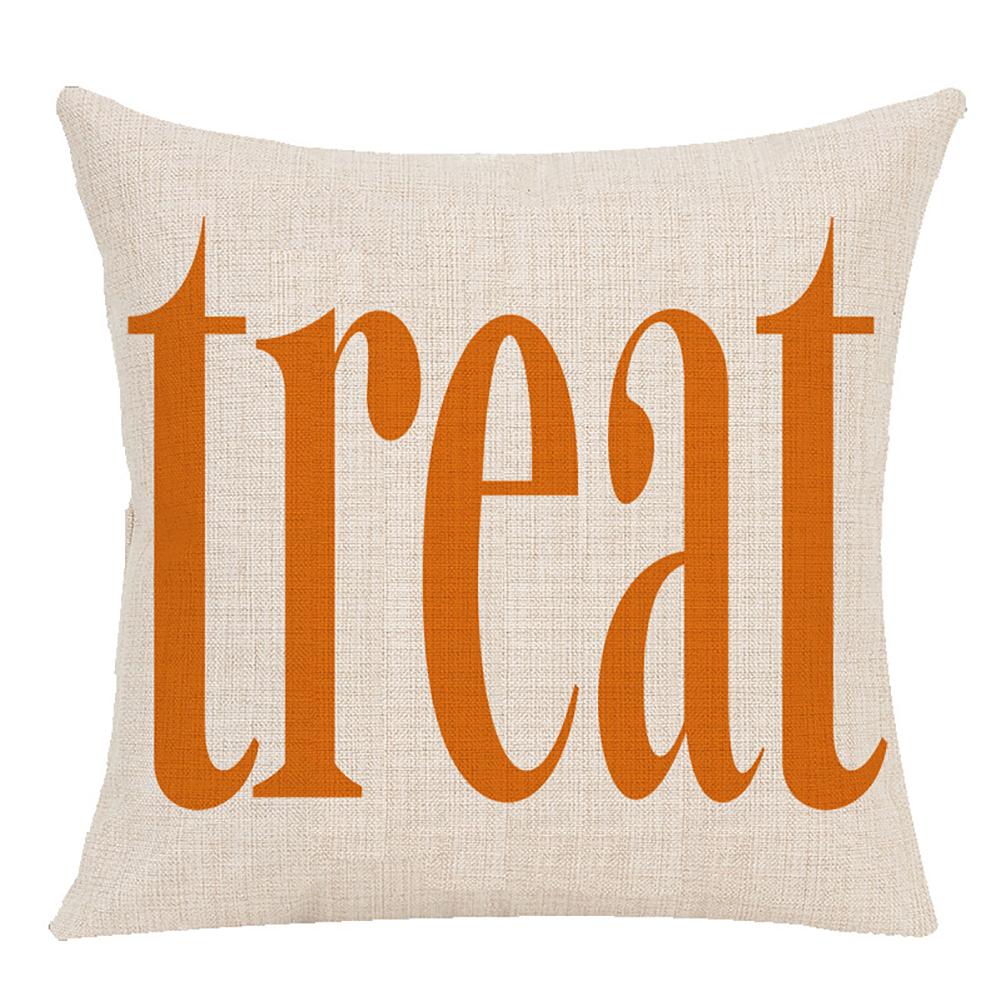 

Pillow Case Halloween Pumpkin Trick or Treat Letters Decoration Flax Sofa Cushion Pillow Case Cover F45*45cm