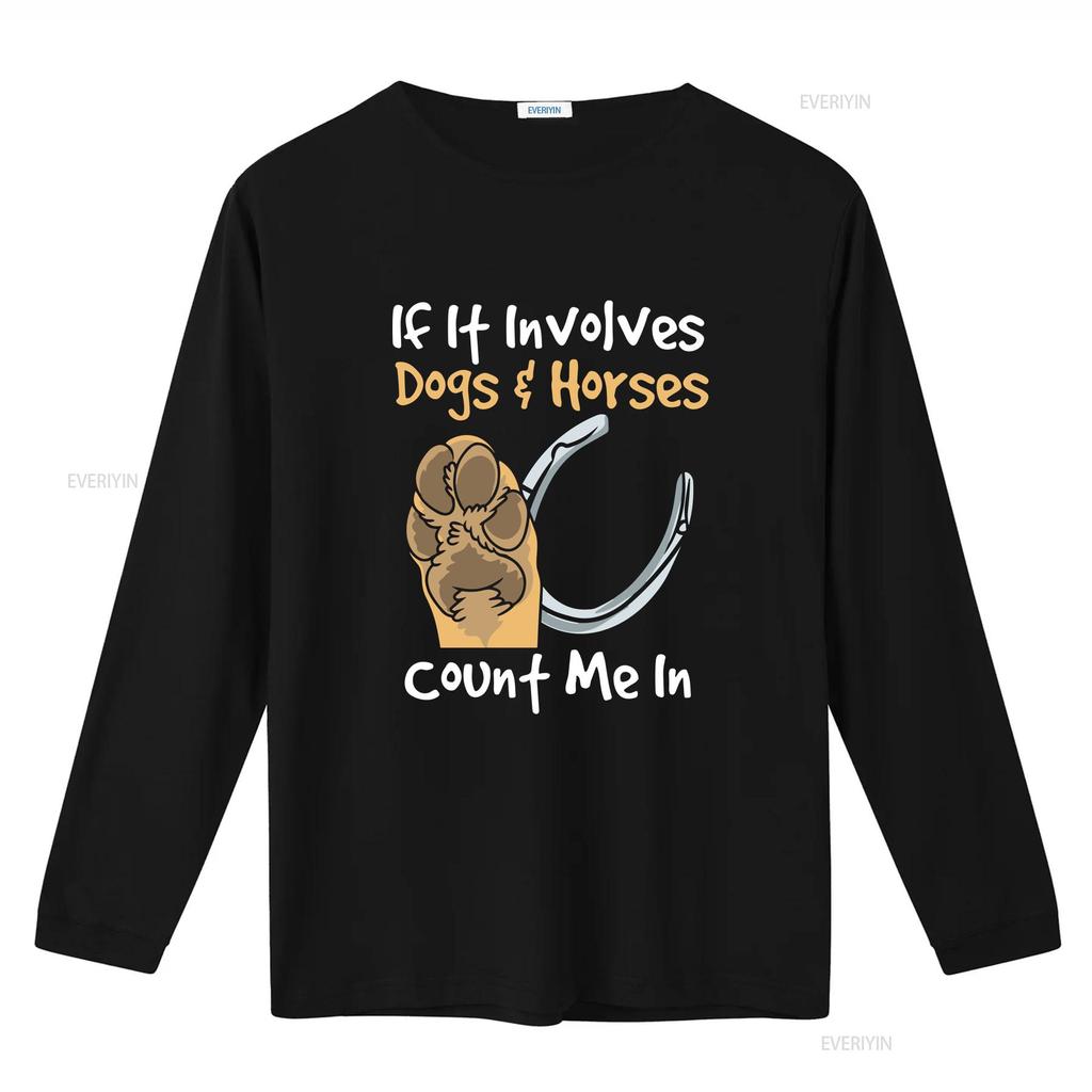 Equestrian Riding T Shirt Horse Lover Trainer If It Involves Dogs Horses  vintage Washed streetwear designer clothes graphic