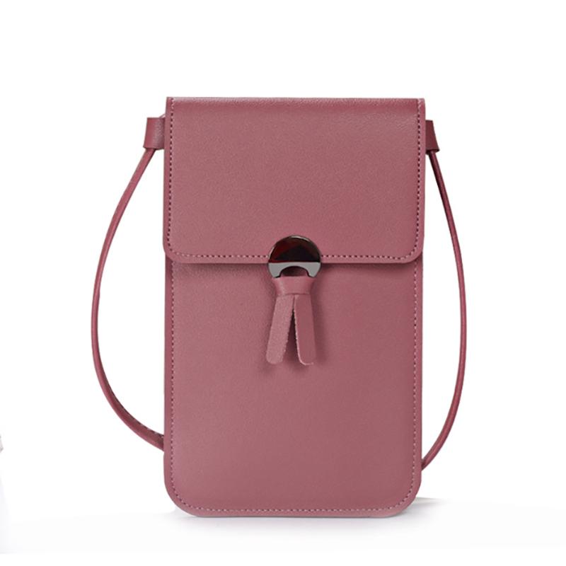 Women Transparent Touch Screen Mini Phone Pouch Shoulder Strap Mobile Bag With Snap Closure
